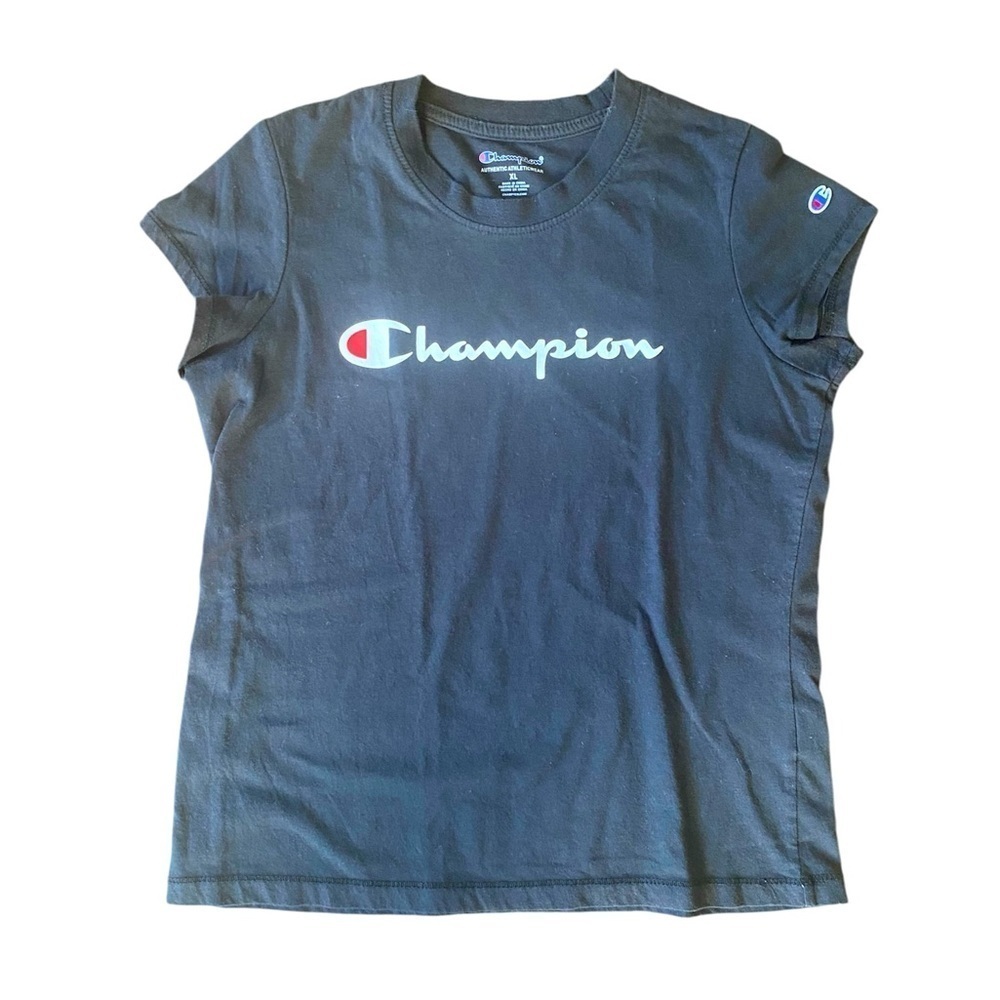 Champion Youth Black Logo T-Shirt Extra Large